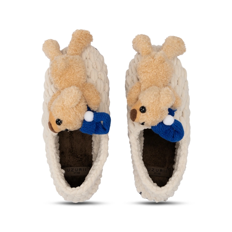 UZURII Flip Flops Pantoffeln Pantoffel Teddy Bear beige