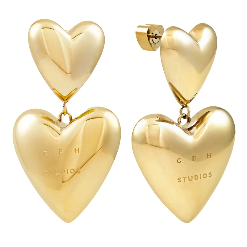Copenhagen Ohrstecker Edelstahl Puffy Hearts gold