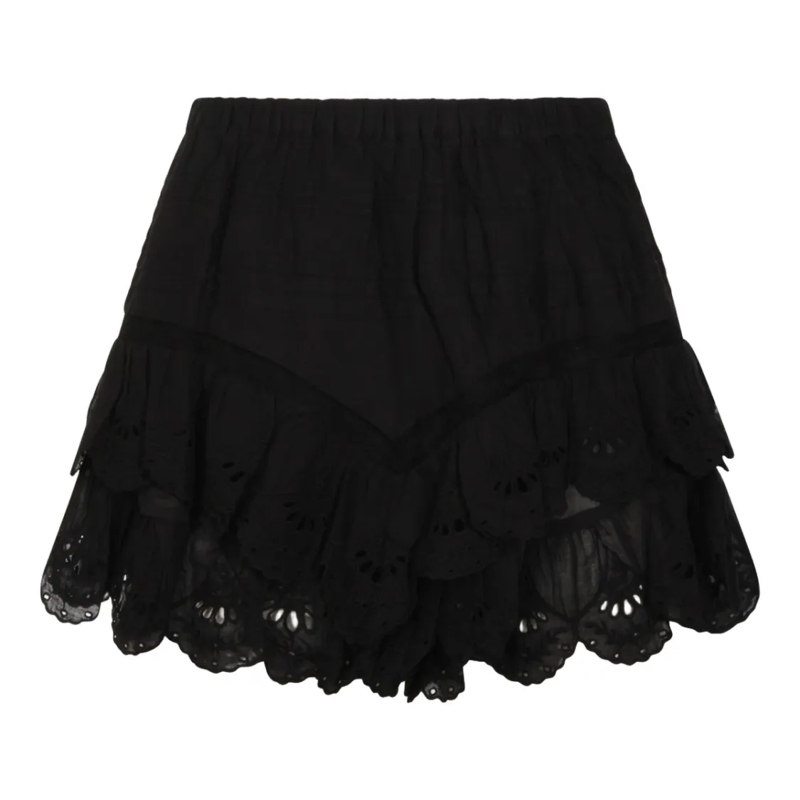 Etoile Isabel Marant Minirok Layered Black Skirt With Scalloped Edges Black