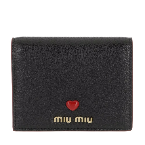 Miu Miu Small Madras Love Wallet Leather Black Tvåveckad plånbok