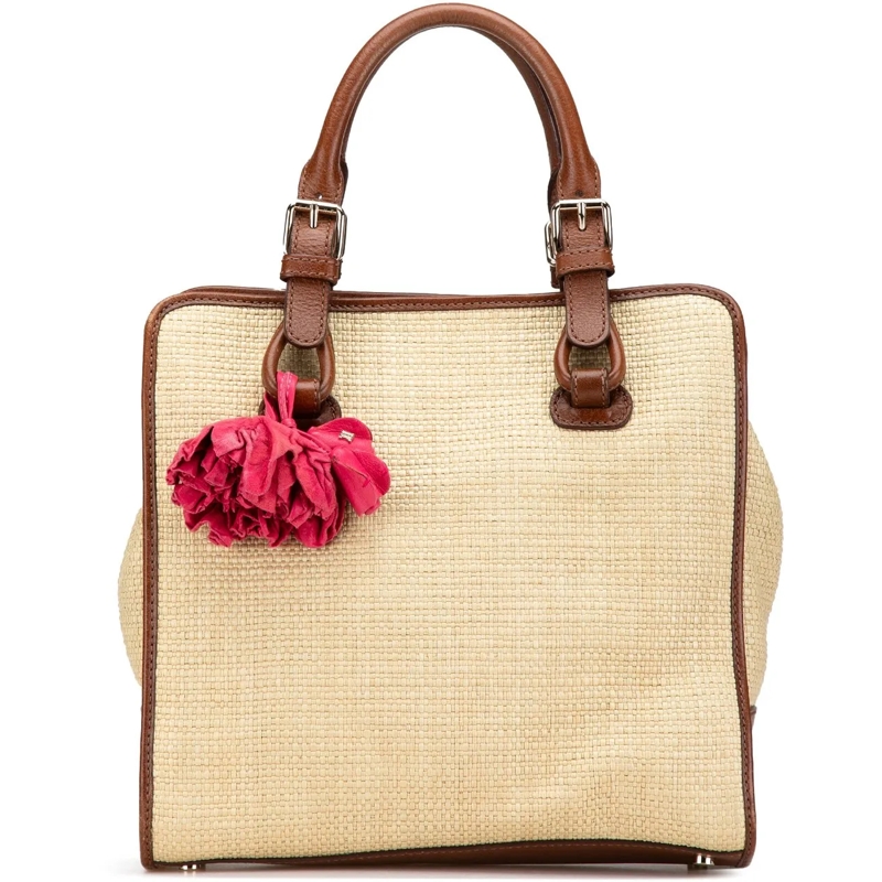 Celine Tote Straw Handbag braun