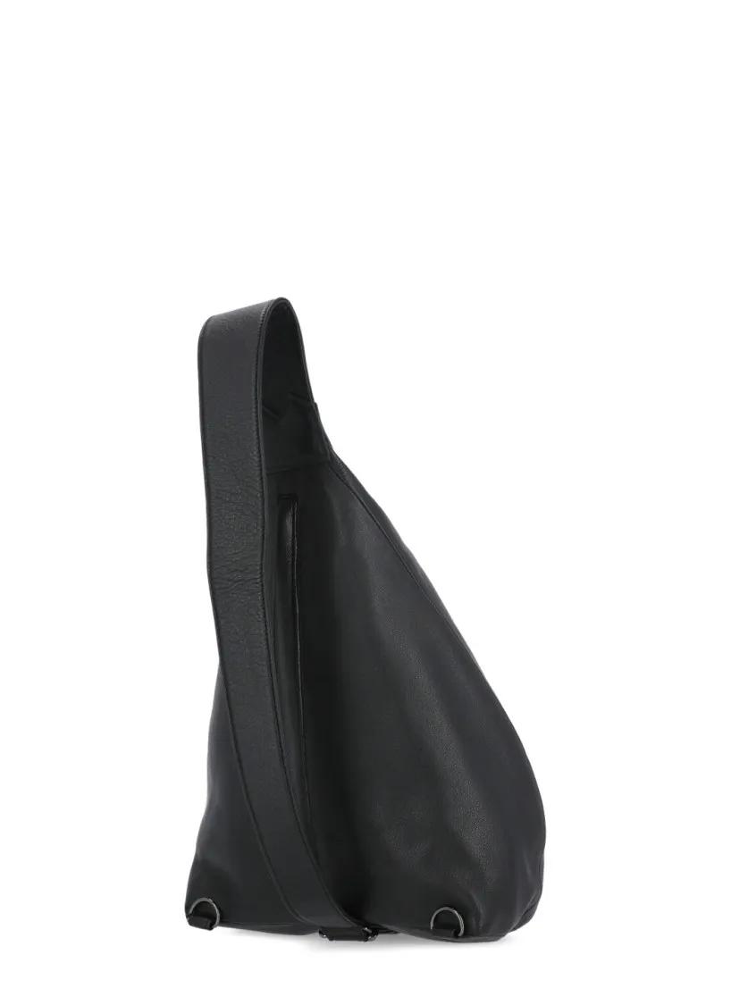 Discord X Yohji Yamamoto Rugzakken Slouchy Black Leather Shoulder Bag in zwart