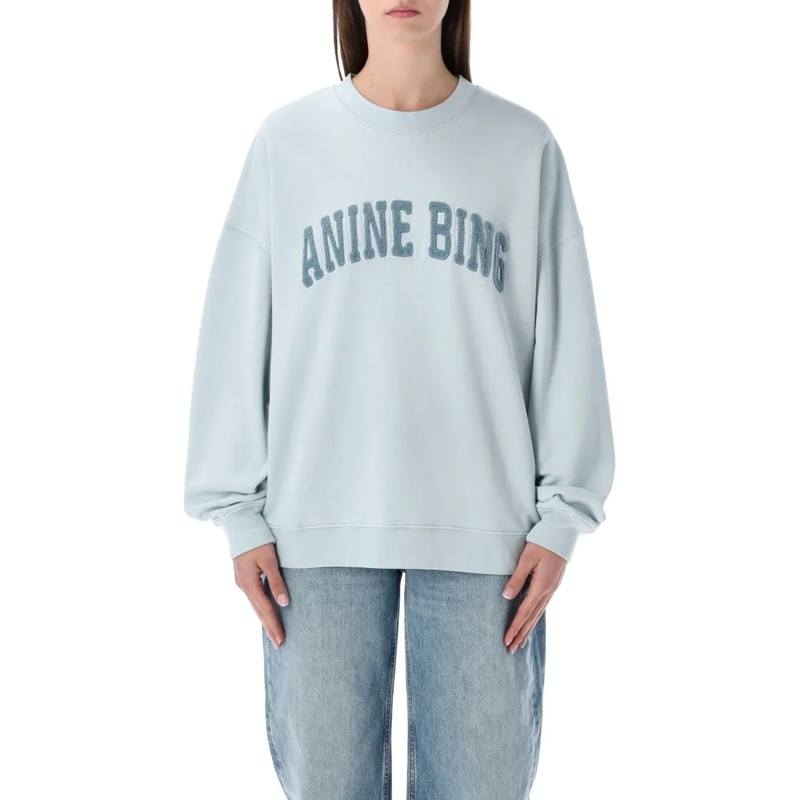Anine Bing  Miles Light Blue Cotton Sweatshirt Blue