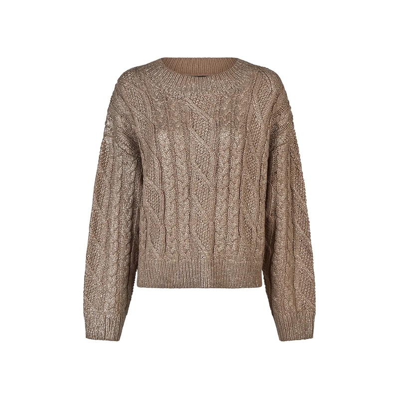 Marc Aurel Pullover Pullover- Folienbeschicktung- Rippenabschlüsse beige