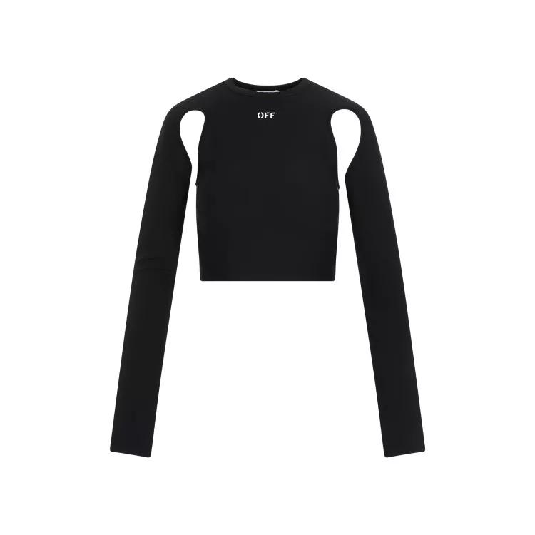 Off-White - Sleek Black White Polyamide Crop Top - Größe 38 - black