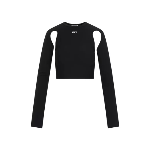 Off-White Sleek Black White Polyamide Crop Top Black 