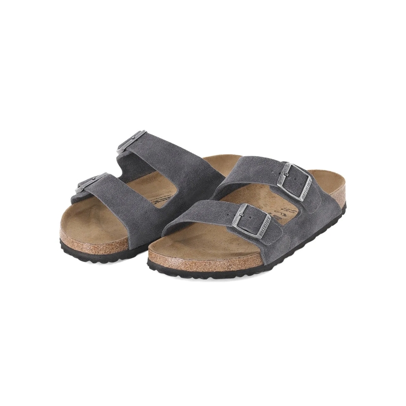 Birkenstock Veterschoenen Sandalen aus Veloursleder grau