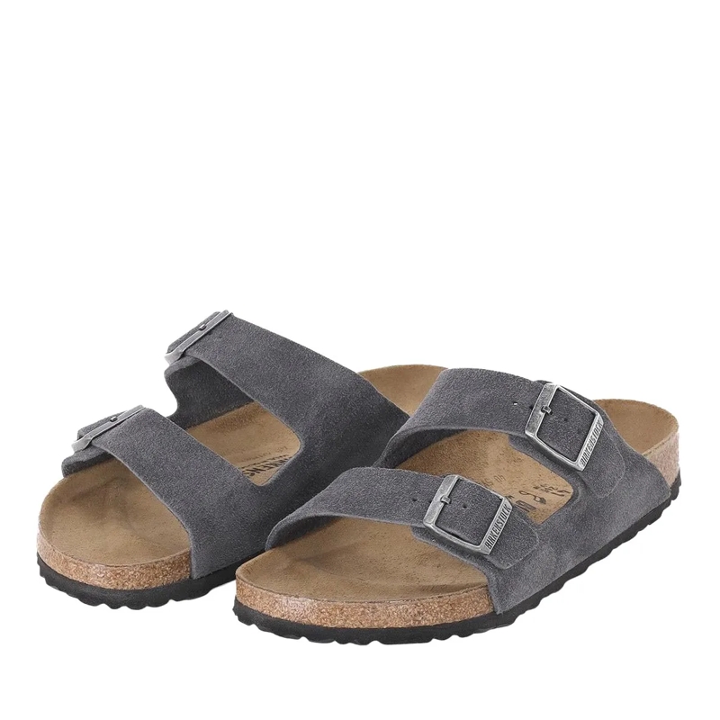 Birkenstock Chaussures à lacets Sandalen Arizona aus Veloursleder grau