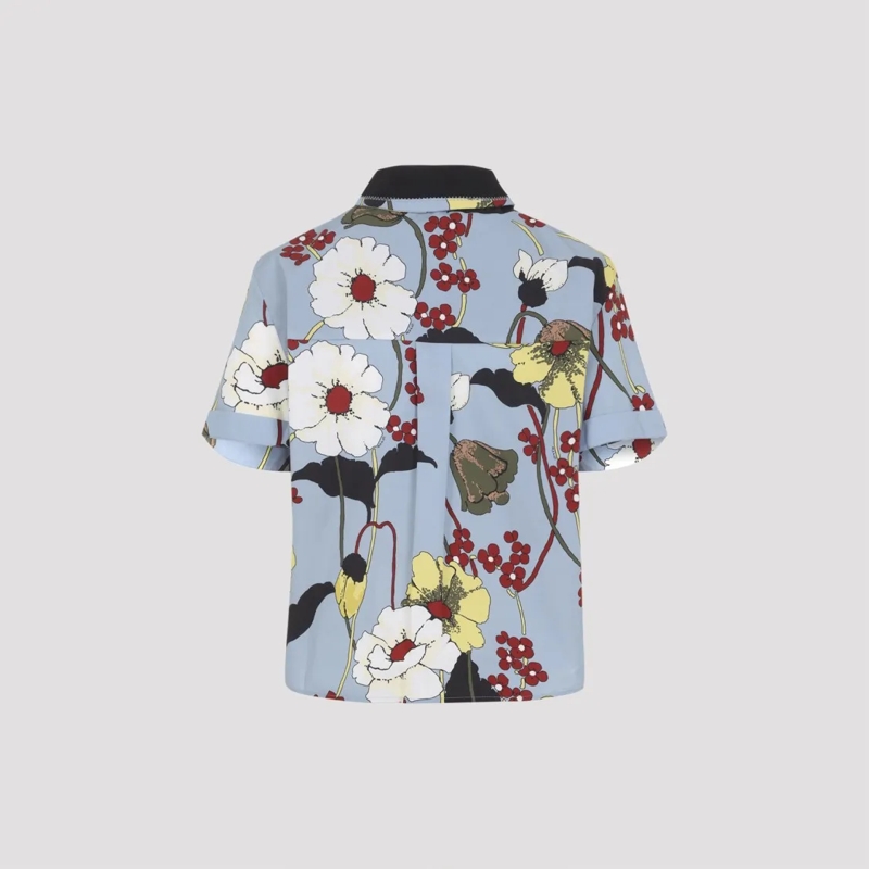 Marni T-Shirt Floral-Print Short-Sleeved Shirt With Contrasting  Blue