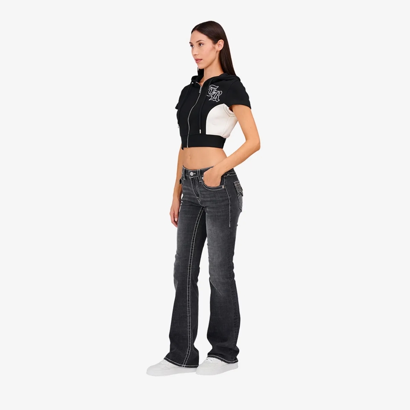 True Religion Jacke Crop Zip-Hoodie schwarz(Image 3)