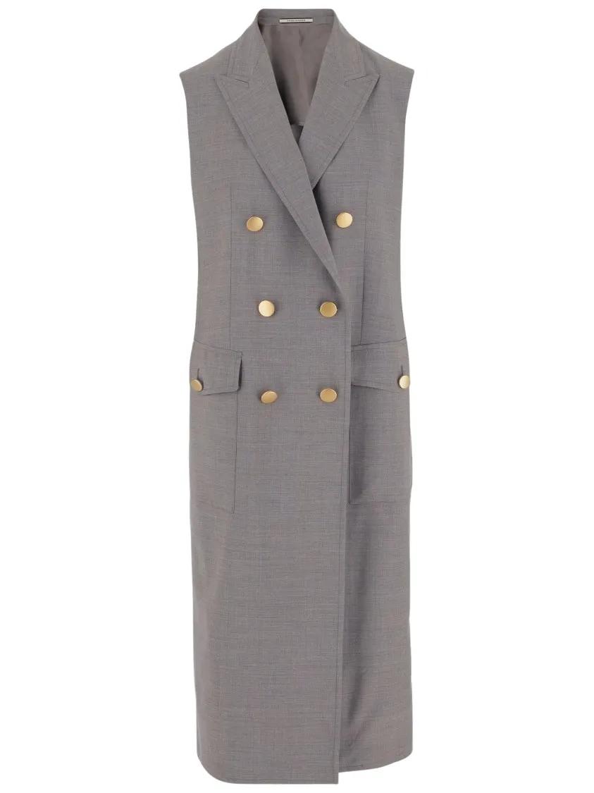 Thumbnail - Tagliatore - Sleeveless Double-Breasted Coat - Größe 40 - gray