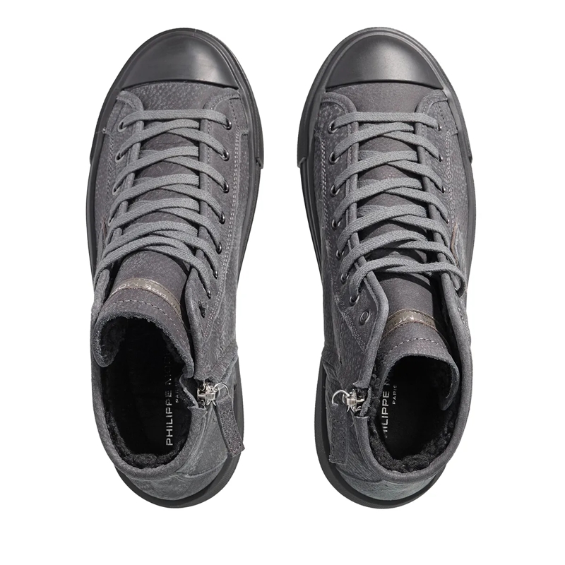 Philippe Model High-Top-Sneaker Paris Haute Mid Woman Nubuck Givre' Fur_Anthracite(Image 6)