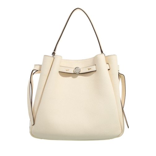 Tory Burch Bucket Bag Romy Pebbled Bucket Bag Light Cream