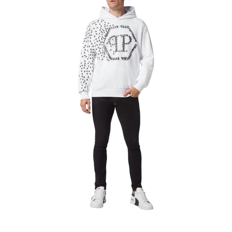 Philipp Plein Sweatshirt Hoodie Skull&Bones weiss(Image 3)