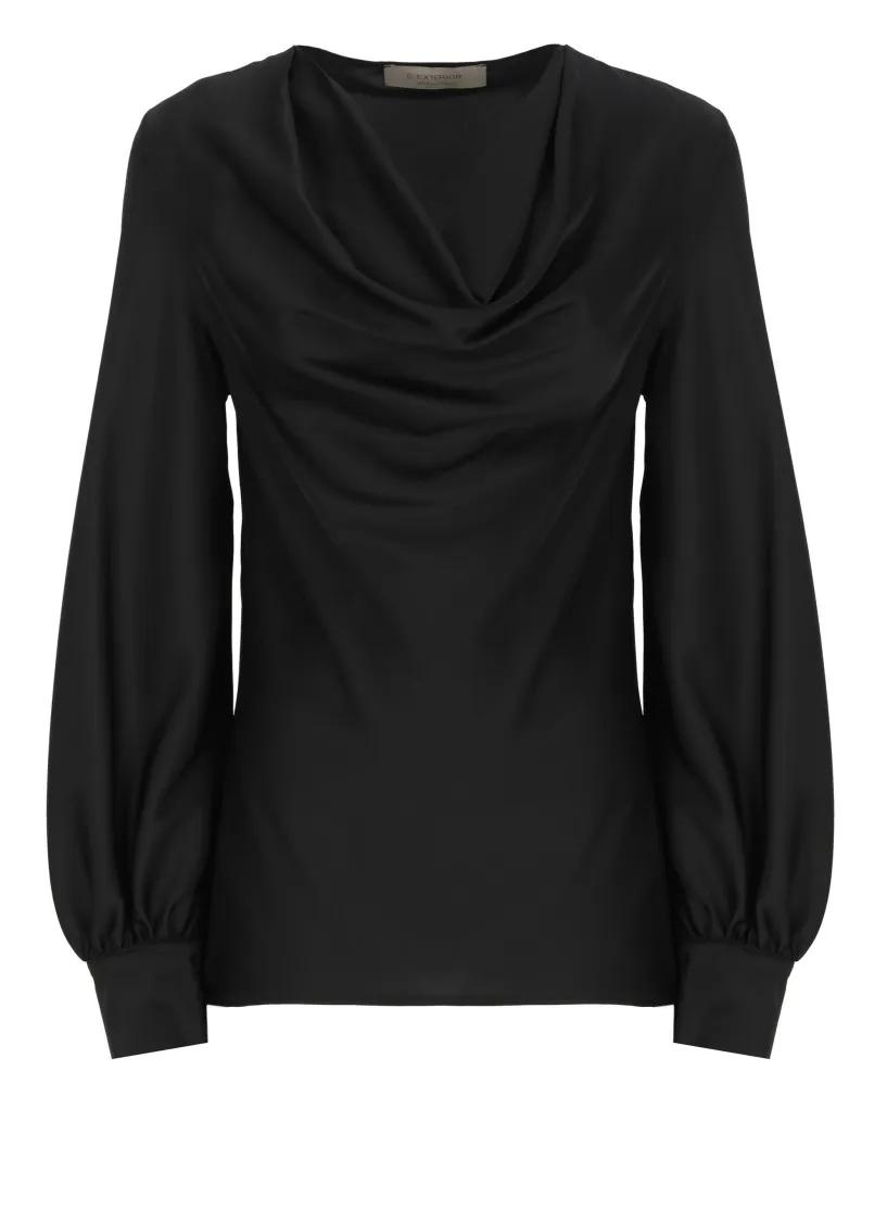 D. Exterior - Black V-Neck Blouse - Größe XS - schwarz