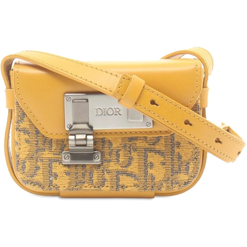 Christian Dior Schultertasche Nano Oblique Lock Pouch Crossbody gelb