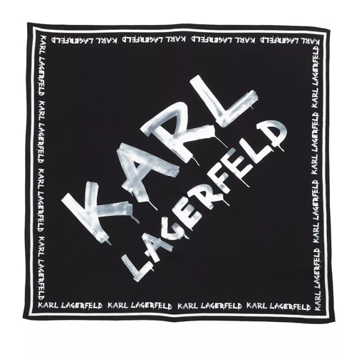 Karl Lagerfeld Grafiti Silk Logo Scarf Black White Foulard