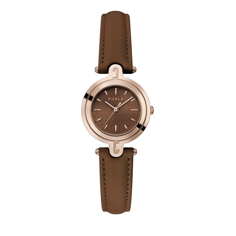 Furla Quarzuhr Quarz Analog Uhr Furla Arch-Bar braun