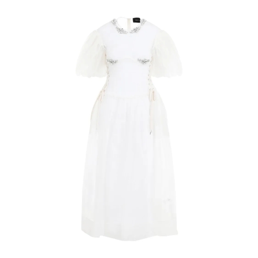 Simone Rocha Midi-Kleider Petal Sleeved Midi Dress White