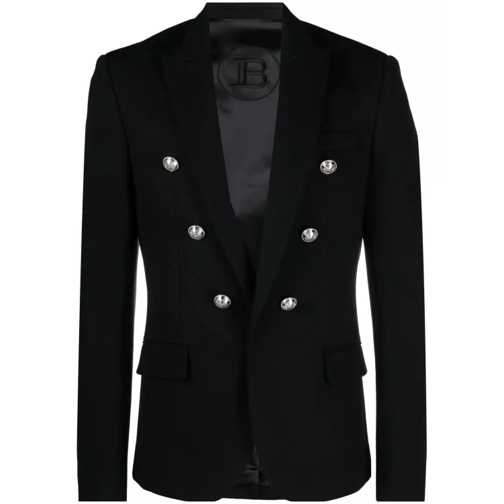 Balmain Embossed-Button Open-Front Blazer Black 