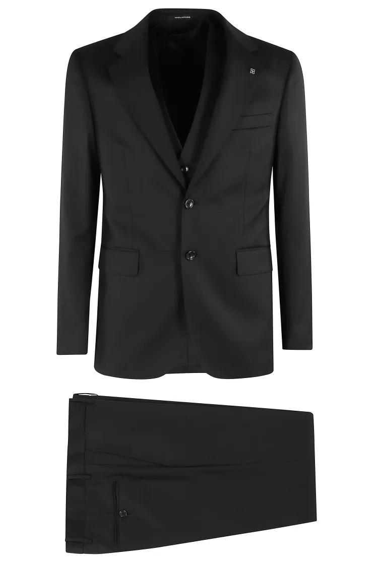 Thumbnail - Tagliatore - Napoli Suit With Classic Vest In Black 110S Virgin - Größe 48 - schwarz