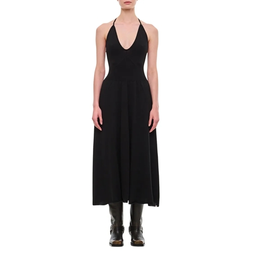 Extreme Cashmere Midi-Kleider Flared Cashmere And Cotton Dress Black