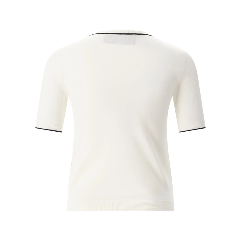 Valentino Garavani Pullover Kurzarm-Pullover aus Schurwolle weiß(Image 3)