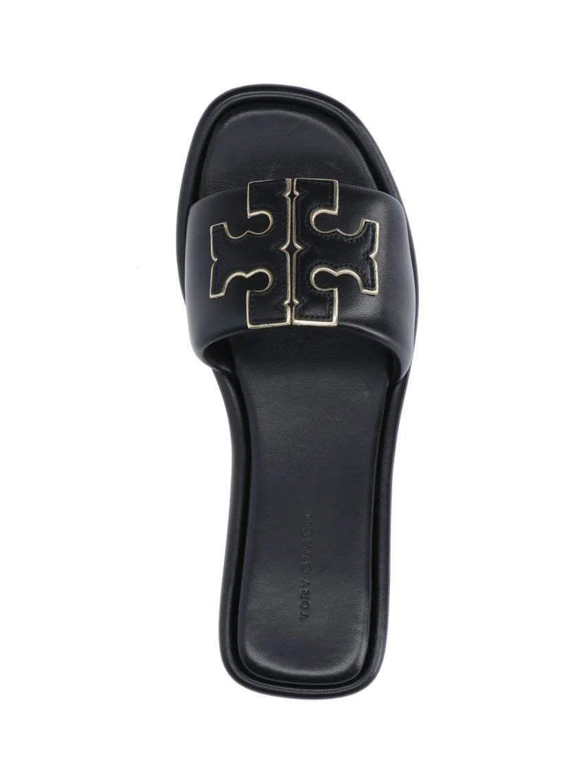 Thumbnail - Tory Burch Sandalen - Double "T" Slide Sandals – Black - Gr. 6 - in Schwarz - für Damen