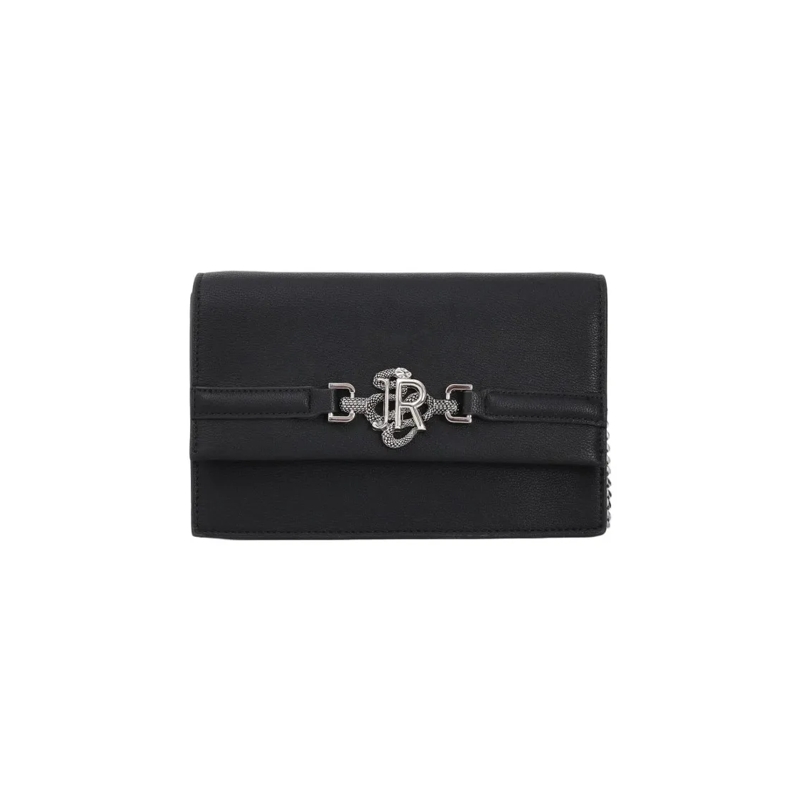 John Richmond Schultertasche Rectangular Shoulder Bag With Silver Logo Black