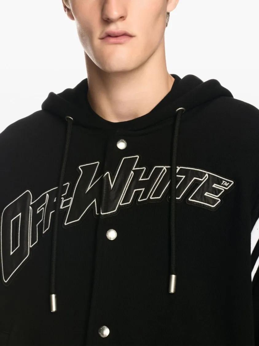 パーカー・フーディ Off-White Black Varsity Sweatshirt With Press-Stud Fastening Off-White Black Varsity Sweatshirt With Press-Stud Fastening