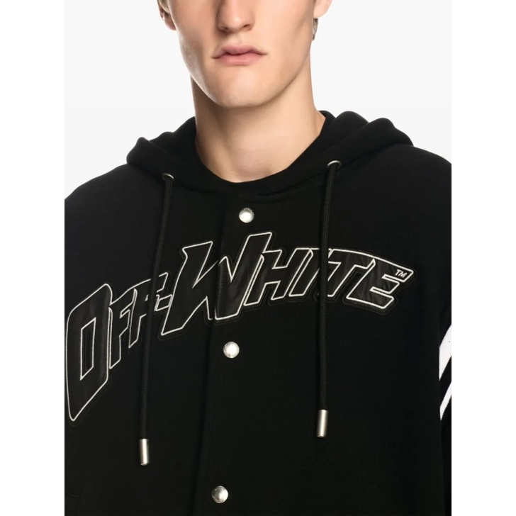 パーカー・フーディ Off-White Black Varsity Sweatshirt With Press-Stud Fastening Off-White Black Varsity Sweatshirt With Press-Stud Fastening
