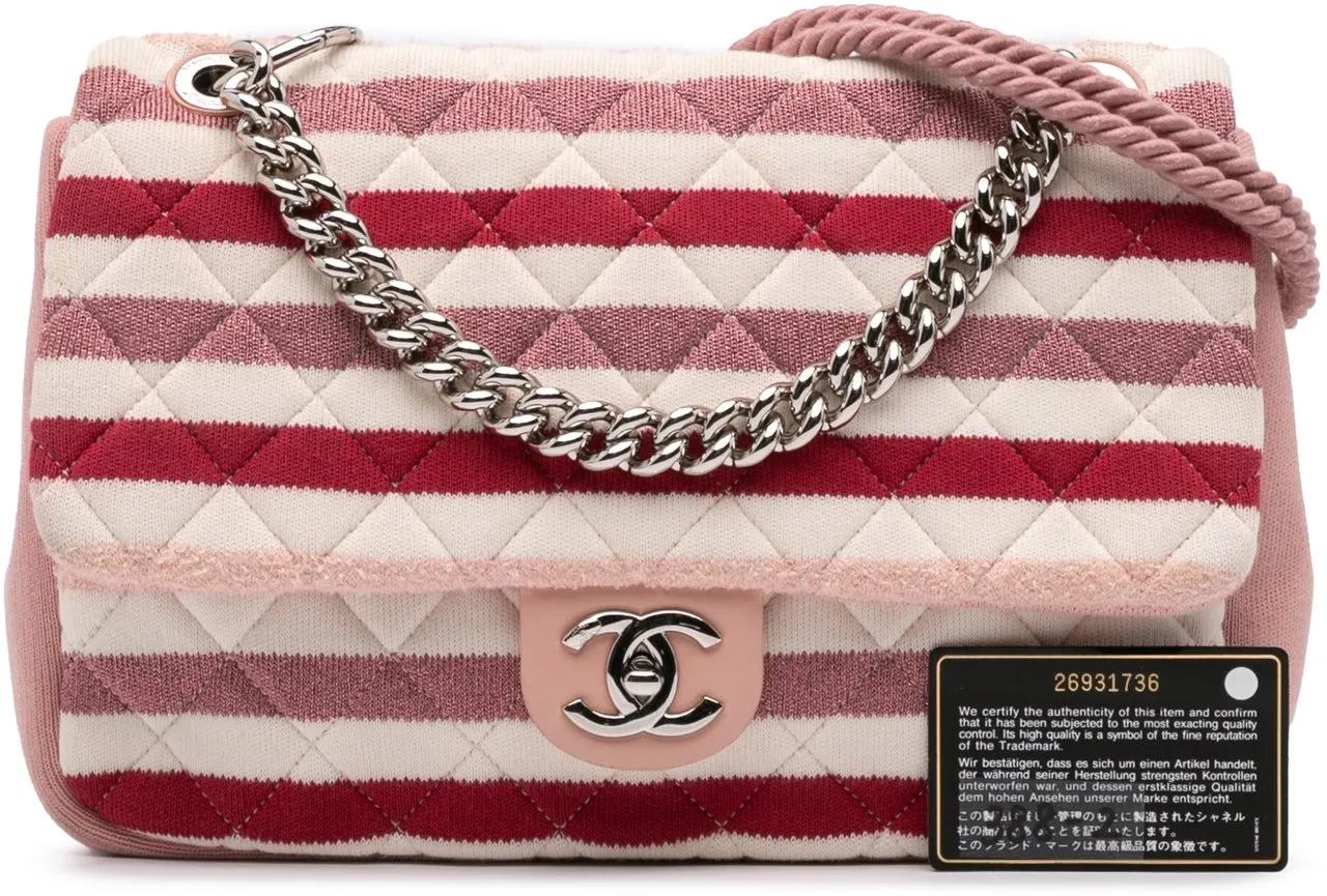 Thumbnail - Chanel Hobo Bags - Jumbo Stripe Jersey Felt and Rope Flap - Gr. unisize - in Gold - für Damen