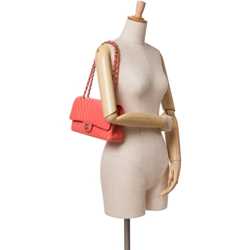 Chanel Sac à bandoulière 2019 Medium Classic Chevron Lambskin Double Flap rot (Image 23)
