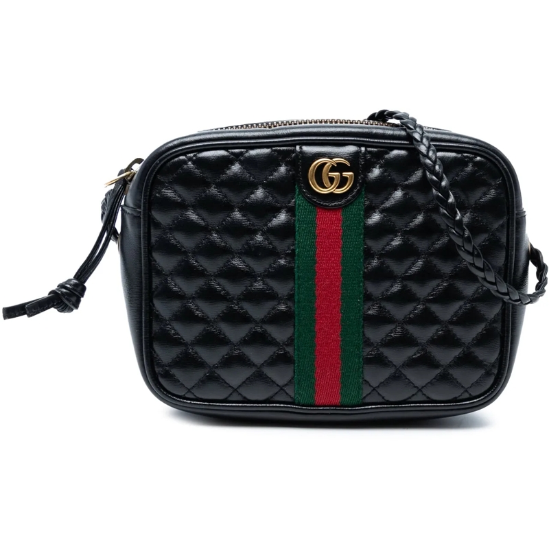 Gucci Sac à bandoulière Mini Quilted Leather Web Trapuntata Crossbody schwarz