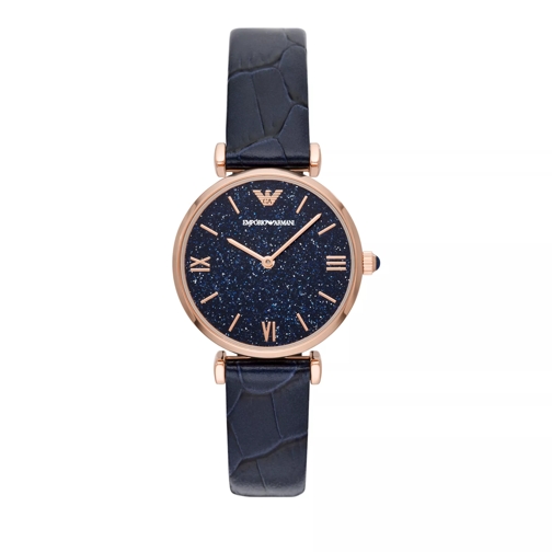 Emporio Armani Two-Hand Leather Watch Blue Quartz Watch