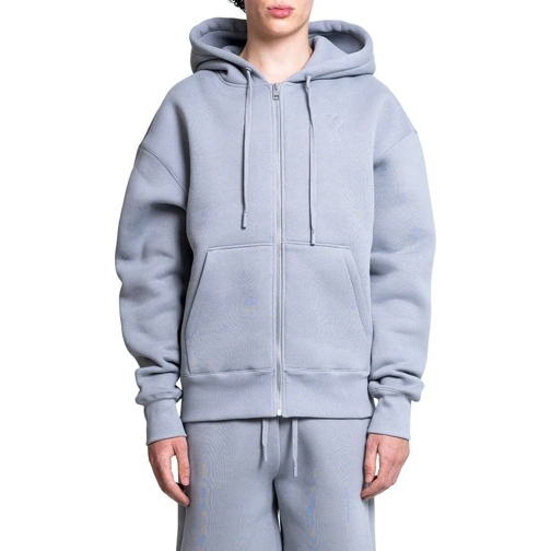 AMI Paris  ZIPPED AMI DE COEUR HOODIE CLAY BLUE blau