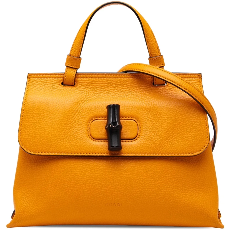Gucci Sac à bandoulière Small Leather Bamboo Daily Satchel orange