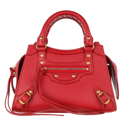 Balenciaga Neo Classic Mini Top Handle Bag Grained Calfskin Red Rymlig shoppingväska