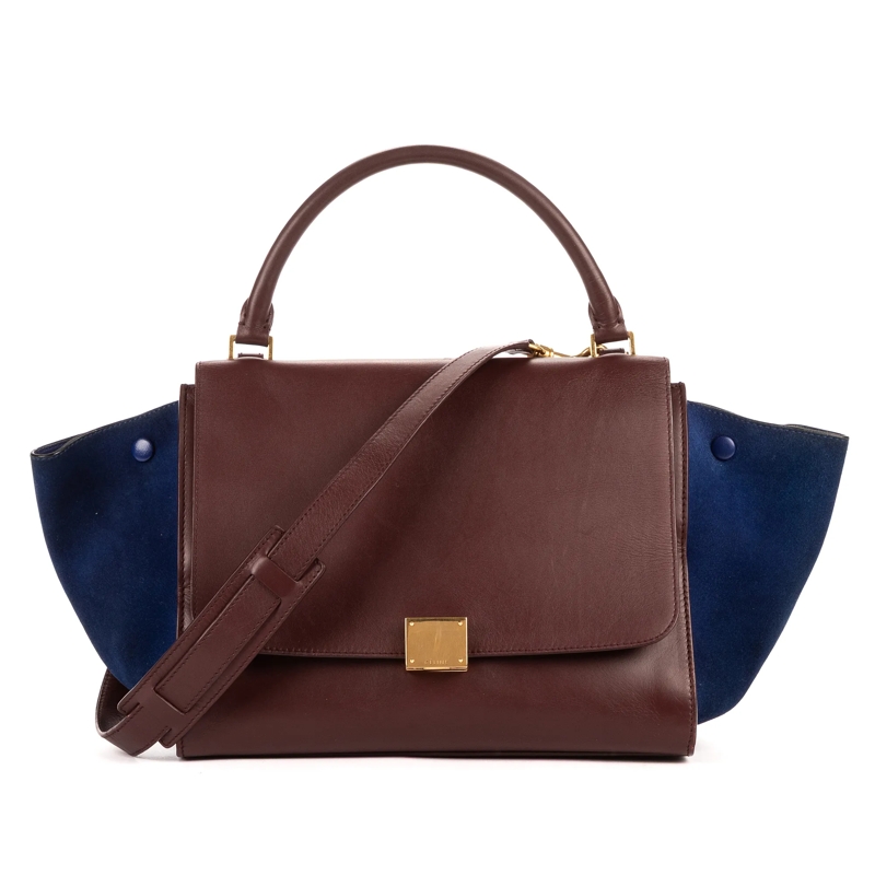 Celine Crossbody Bag Medium Bicolor Trapeze burgund