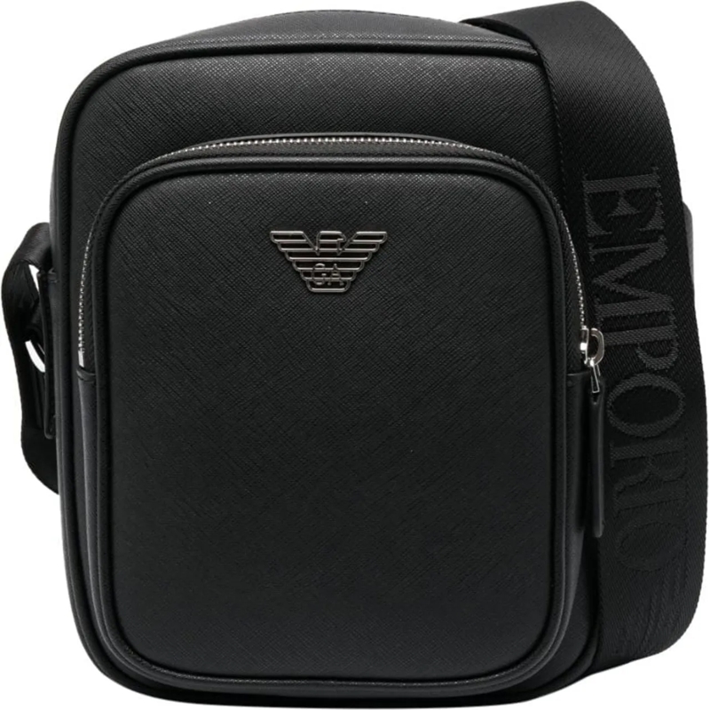 Emporio Armani Crossbody Bag Textured Black Messenger Bag Black
