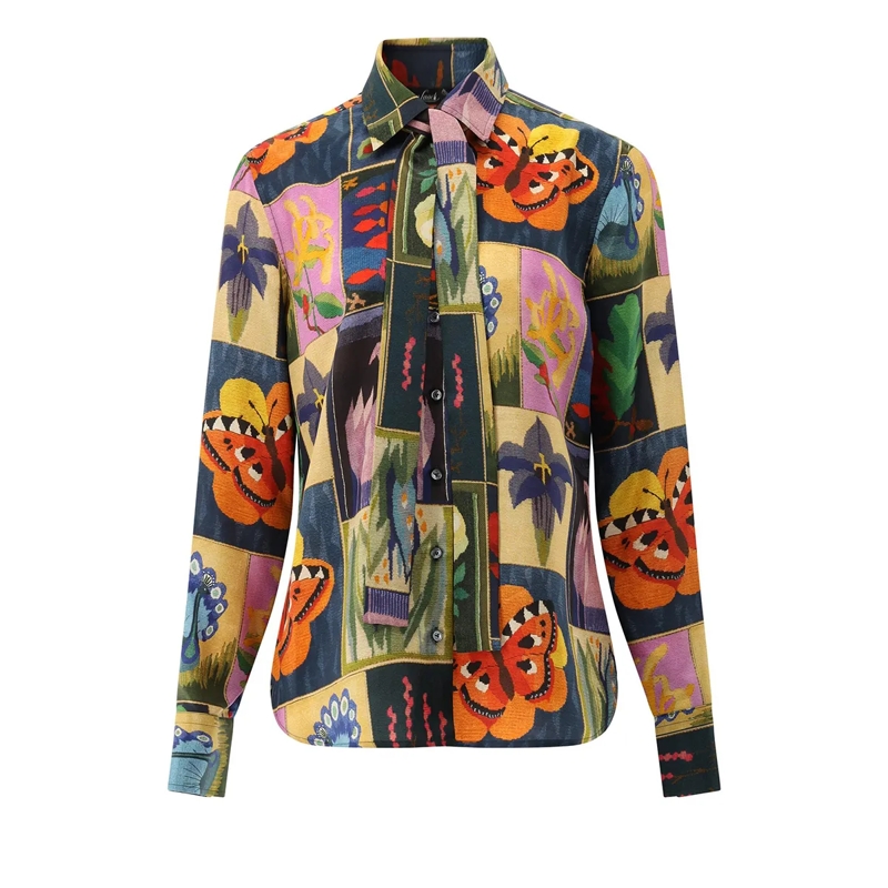 VAN LAACK Bluse Bluse Modern Fit Uni bunt