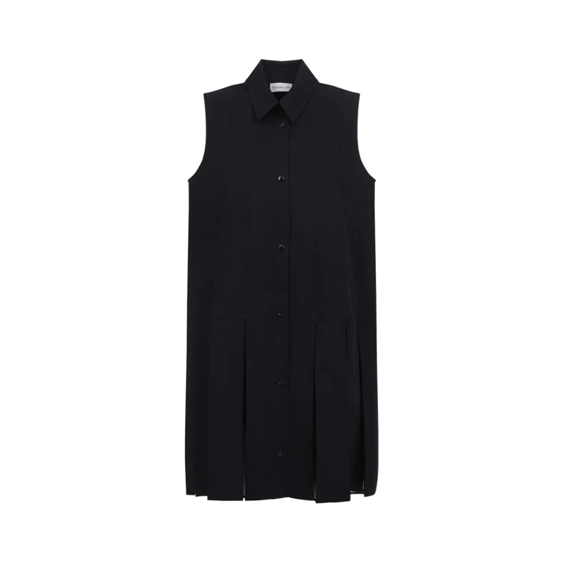 Moncler Minikleid Button-Down Sleeveless Dress With Classic Collar Black
