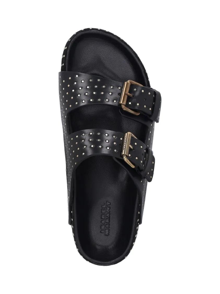 Thumbnail - Isabel Marant Sandalen - Black Leather Stud Detail Sandals - Gr. 39 (EU) - in Schwarz - für Damen