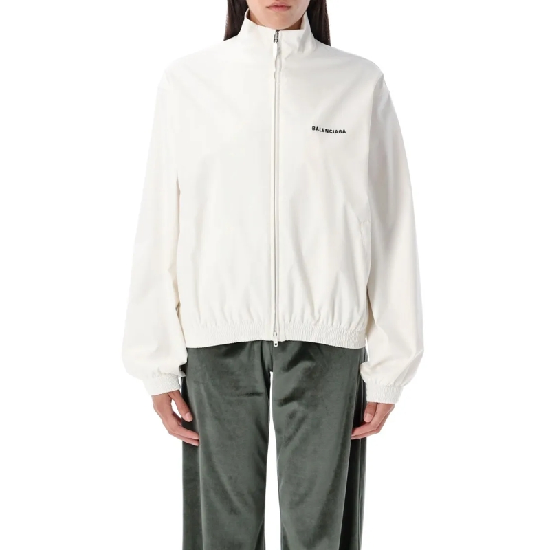 Balenciaga Overgangsjas Contemporary Track Jacket With Stand-Up Collar White