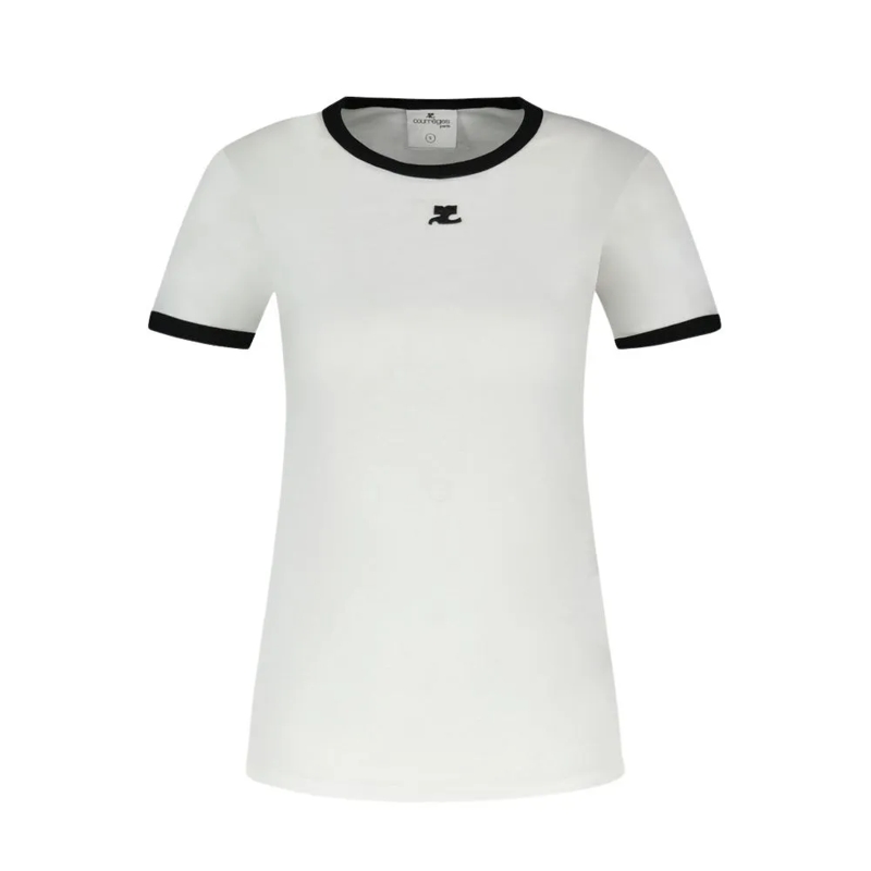 Courrèges T-Shirt Signature Contrast T-Shirt - Cotton - White White