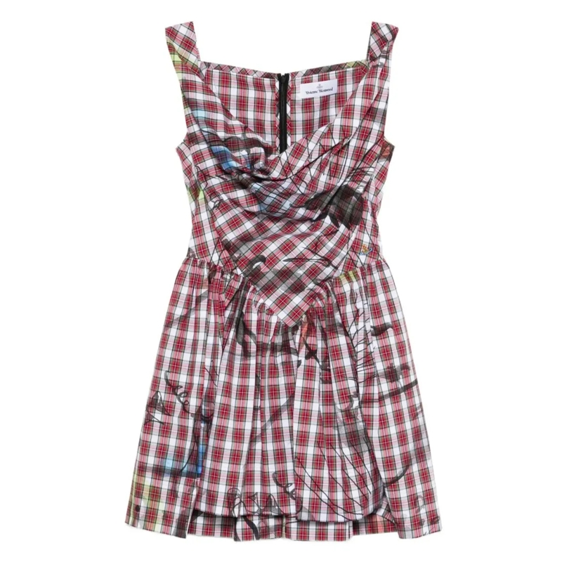 Vivienne Westwood Mini-jurk Draped Red Plaid Mini Dress Red
