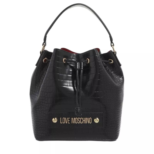 Love Moschino Borsa Big Logo Croco Pu Nero Bucket Bag