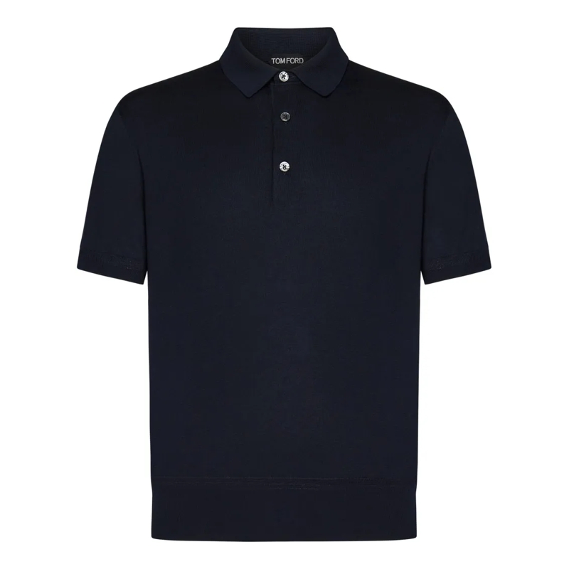 Tom Ford Polohemd Extra-Fine Cotton Knit Polo Blue