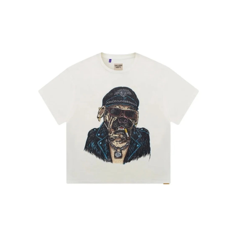 Gallery Dept. T-Shirt White Relaxed-Fit T-Shirt With Vintage Biker Graph White