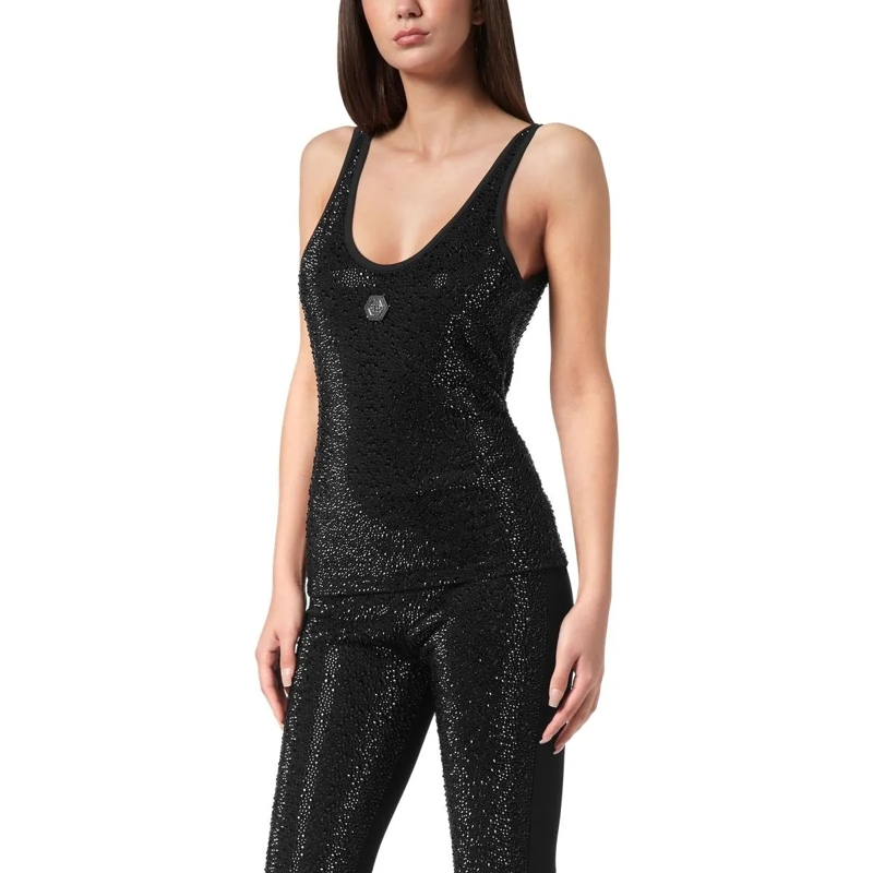 Philipp Plein Top Tank-Top Verziert schwarz(Image 4)